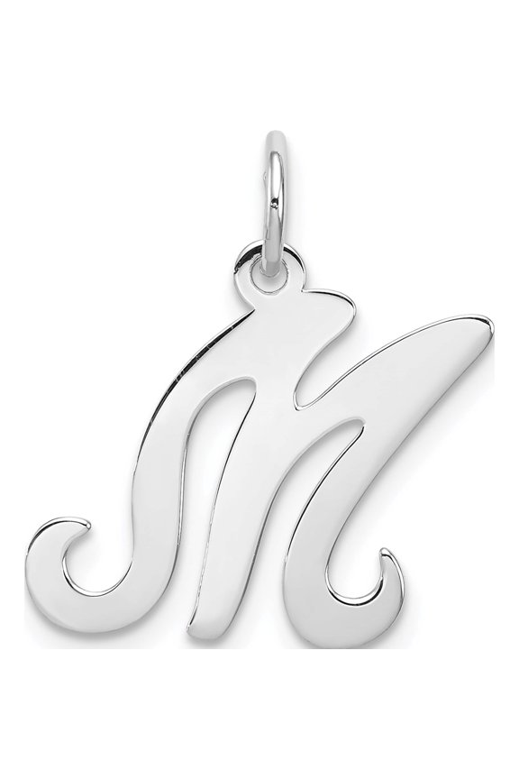 Sterling Silver Rhodium-Plated Stamped Letter M Initial Charm Made In United States qc4163m