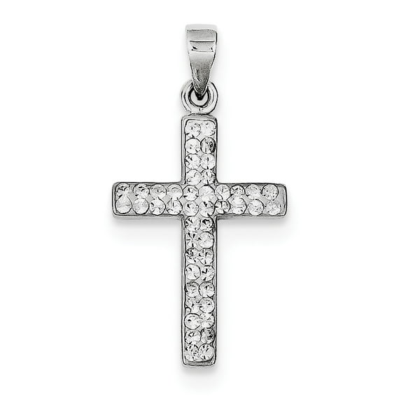 Sterling Silver Rhodium Plated Stellux Crystal Cross Pendant (25 X 15) Made In Thailand qp2489