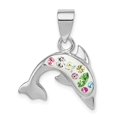 thumbnail image 1 of Sterling Silver Rhodium Plated Stellux Crystal Dolphin Pendant, 1 of 4