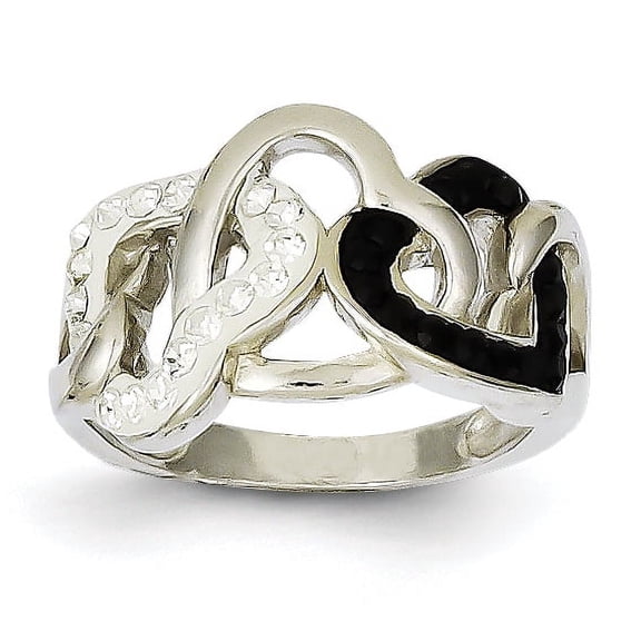 Sterling Silver Rhodium Plated Stellux Crystal Ring QR4187