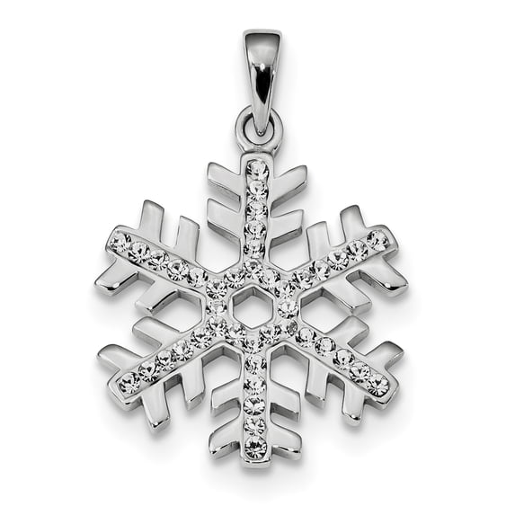 Sterling Silver Rhodium Plated Stellux Crystal Snowflake Pendant