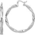 thumbnail image 1 of Sterling Silver Rhodium-Plated Textured 3.7Mm Twisted Hoop Earrings (Width 41) (Length 44.5) - Jbsp, 1 of 5