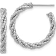 thumbnail image 1 of Sterling Silver Rhodium-Plated Textured Twisted C-Hoop Earrings (Width 24) (Length 24) - Jbsp, 1 of 5