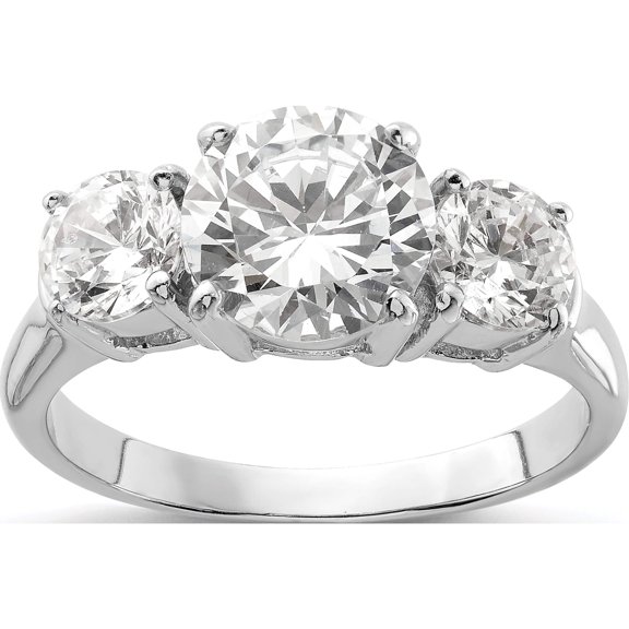 Jewelry by Sweet Pea Sterling Silver Rhodium-plated Three Stone CZ Ring