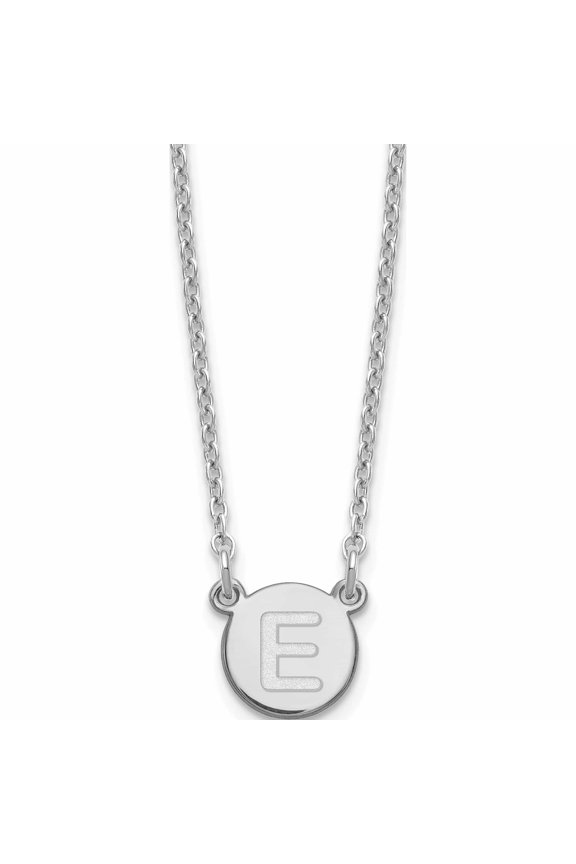 Sterling Silver Rhodium-plated Tiny Circle Block Letter E Initial Necklace