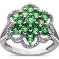 thumbnail image 1 of Sterling Silver Rhodium Plated Tsavorite Garnet Flower Ring (Size 6) Made In Thailand qr4528ts-6, 1 of 5