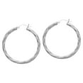 thumbnail image 1 of Sterling Silver Rhodium Plated Twist Hoop Textured Earrings - 3.8 Grams, 1 of 2