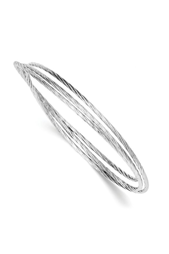 Sterling Silver Rhodium Plated Twisted Intertwined Bangle Bracelet - 12.0 Grams - Measures 7mm Wide