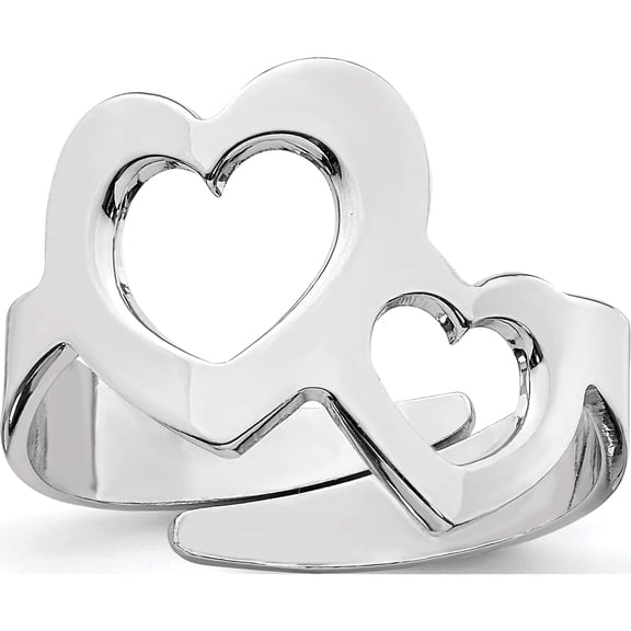 Jewelry by Sweet Pea Sterling Silver Rhodium-plated Two Hearts Adjustable Ring