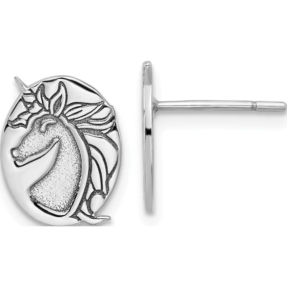 Jewelry by Sweet Pea Sterling Silver Rhodium-plated Unicorn Post Earrings