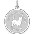 thumbnail image 1 of Sterling Silver Rhodium-Plated West Highland Terrier Disc Charm (26 X 19) Made In United States qc2713, 1 of 6
