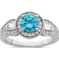 thumbnail image 1 of Sterling Silver Rhodium Plated White & Aqua Cz Ring (Size 6) Made In China qr7395-6, 1 of 5