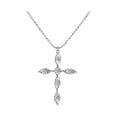 thumbnail image 1 of Sterling Silver Rhodium Plated White Cubic Zirconia Cross Necklace 18 Inches, 1 of 1