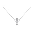 thumbnail image 1 of Sterling Silver Rhodium Plated White Cubic Zirconia Swirl Cross Necklace 18 Inches, 1 of 1