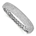 thumbnail image 1 of Sterling Silver Rhodium Plated With Cubic Zirconia Hinged Bangle Bracelet - Measures 11mm Wide, 1 of 2