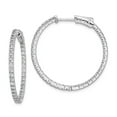 thumbnail image 1 of Sterling Silver Rhodium Plated With Cubic Zirconia Hinged Hoop Earrings - Measures 29x30mm Wide 2mm, 1 of 2