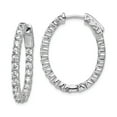 thumbnail image 1 of Sterling Silver Rhodium Plated With Cubic Zirconia Hinged Oval Hoop Earrings - Measures 27x21mm Wide, 1 of 2