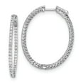 thumbnail image 1 of Sterling Silver Rhodium Plated With Cubic Zirconia Hinged Oval Hoop Earrings - Measures 35x28mm Wide, 1 of 2
