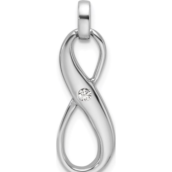 Sterling Silver Rhodium-Plated With Cz Infinity Symbol Pendant (Width 8.75) (Length 27.5) - Jbsp