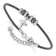 thumbnail image 1 of Sterling Silver Rhodium-Plated and Ruthenium-Plated Cross Bracelet with 1" Extension, 1 of 4