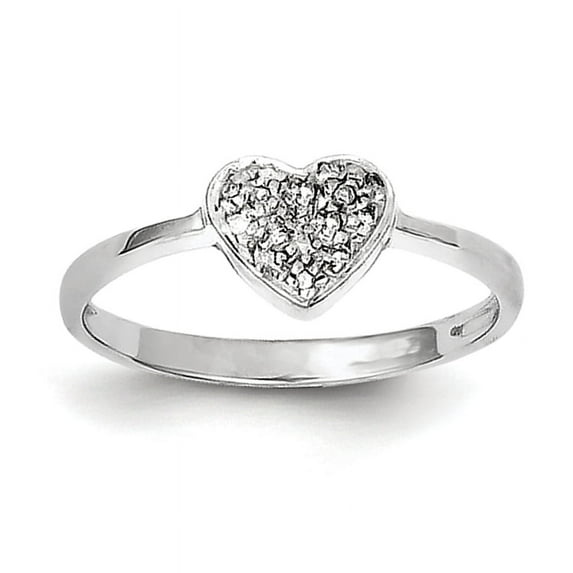 Sterling Silver Rhodium Polished Diamond Heart Ring QR2770