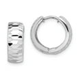 thumbnail image 1 of Sterling Silver Rhodium Polished Textured Hinged Hoop Earrings - Measures 14x14mm Wide 5mm Thick, 1 of 2