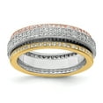 thumbnail image 1 of Sterling Silver Rhodium Polished Tri-color Pavâ€š Eternity Motion Ring, 1 of 3