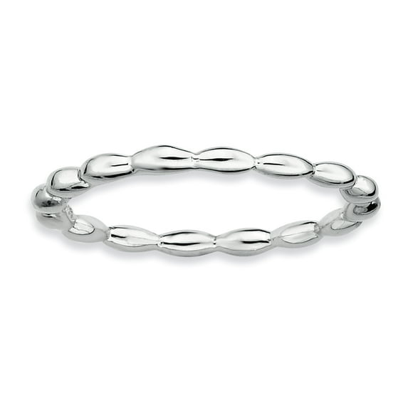 Sterling Silver Rhodium Rice Bead Ring