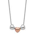 thumbnail image 1 of Sterling Silver Rhodium Rose-tone 3-Hearts w/.75 ext Necklace Q-QG4044-18, 1 of 2