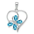 thumbnail image 1 of Sterling Silver Rhodium SW Blue Topaz & Diamond Butterfly Heart Pendant QDX510, 1 of 4