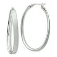 thumbnail image 1 of Sterling Silver Rhodium Satin Oval Hoop Earrings, 1 of 2