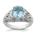 thumbnail image 1 of Sterling Silver Rhodium Sky Blue Topaz & Diamond Ring, 1 of 5