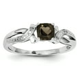 thumbnail image 1 of Sterling Silver Rhodium Smoky Quartz Diam. Ring (Size 7) Made In China qr4553sq-7, 1 of 2