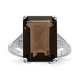 thumbnail image 1 of Sterling Silver Rhodium Smoky Quartz & Diamond Ring, 1 of 6