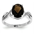 thumbnail image 1 of Sterling Silver Rhodium Smoky Quartz & Diamond Ring, 1 of 1