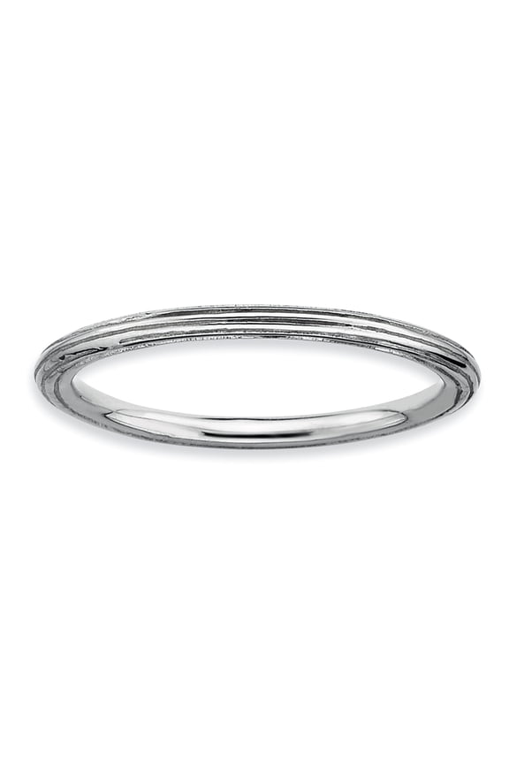 Sterling Silver Rhodium Step-Down Ring