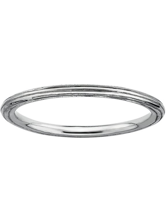 Sterling Silver Rhodium Step-Down Ring