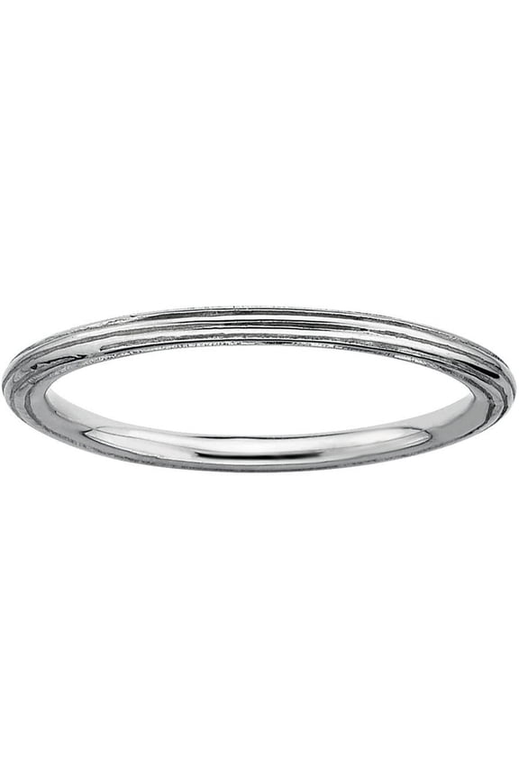 Sterling Silver Rhodium Step-Down Ring