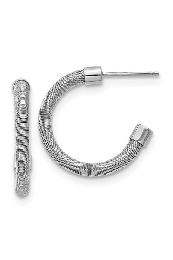 Sterling Silver & Rhodium Textured Earrings