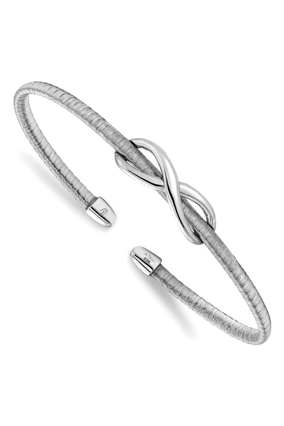 Silver Textured Infinity Cuff Bangle