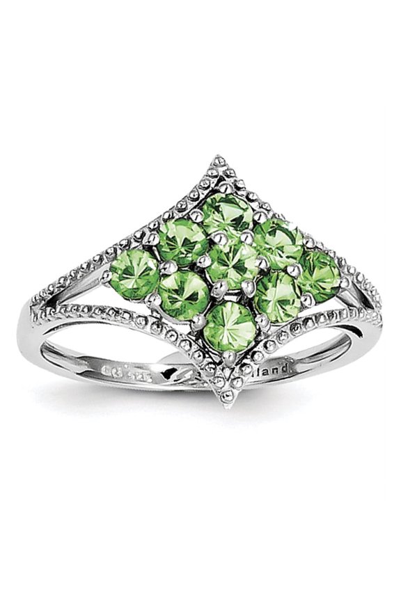 Sterling Silver Rhodium Tsavorite Ring