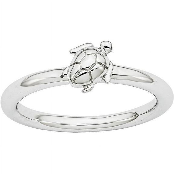 Sterling Silver Rhodium Turtle Ring