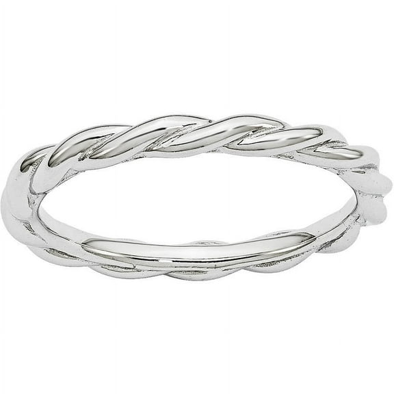 Sterling Silver Rhodium Twist Ring