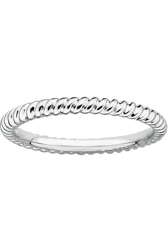 Sterling Silver Rhodium Twisted Ring