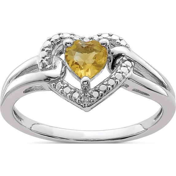 Sterling Silver Rhodium Whiskey Quartz Diam. Ring (Size 8) Made In China qr4561wq-8