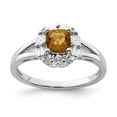 thumbnail image 1 of Sterling Silver Rhodium Whiskey Quartz Diamond Ring, 1 of 6