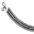 thumbnail image 1 of Sterling Silver Rhodium and Blue Plated Multi Strand Bracelet - 7.5 Inch - Measures 13mm Wide, 1 of 2