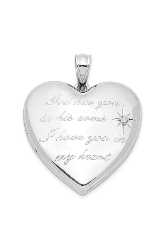 Sterling Silver Rhodium-plate God Has.. Diamond Ash Holder Heart Locket QLS1008
