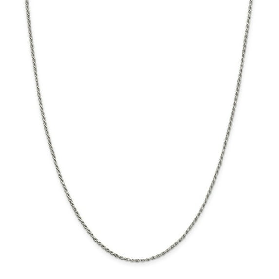 Sterling Silver Rhodium-plated 1.7mm Sparkle-Cut Rope Chain Necklace - 5.6 Grams - 24 Inch