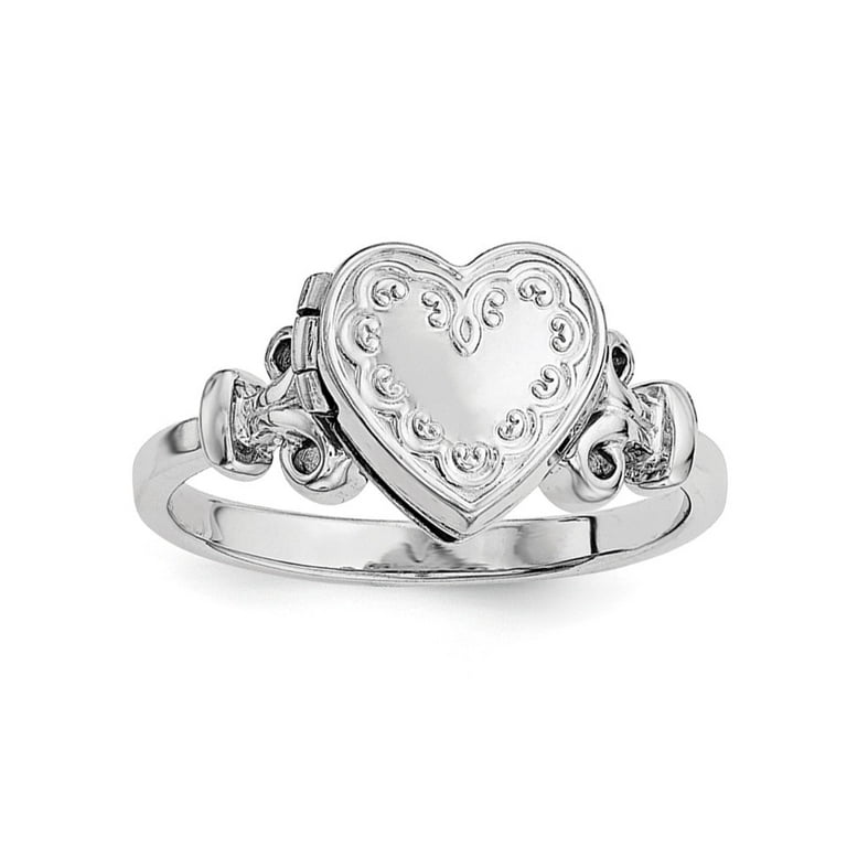 Sterling Silver 10mm Heart Locket Ring Sterling Silver 10mm Heart Locket Ring